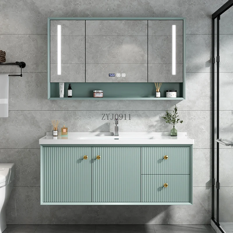 *Bathroom Cabinet Integrated Ceramic Basin Oak Paint Washbasin Cabinet Combined Washbasin