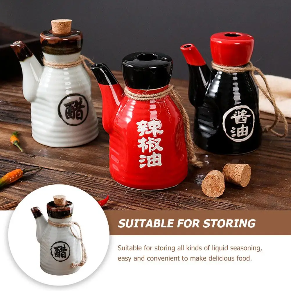 Ceramic Soy Sauce Bottle Honey Dispenser Mini Bottles Oil and Vinegar Kitchen Olive Spray Condiment Set