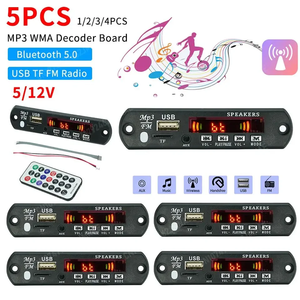 Car FM Radio Module Bluetooth Speaker MP3 Decoder Board USB TF FM Music Player e