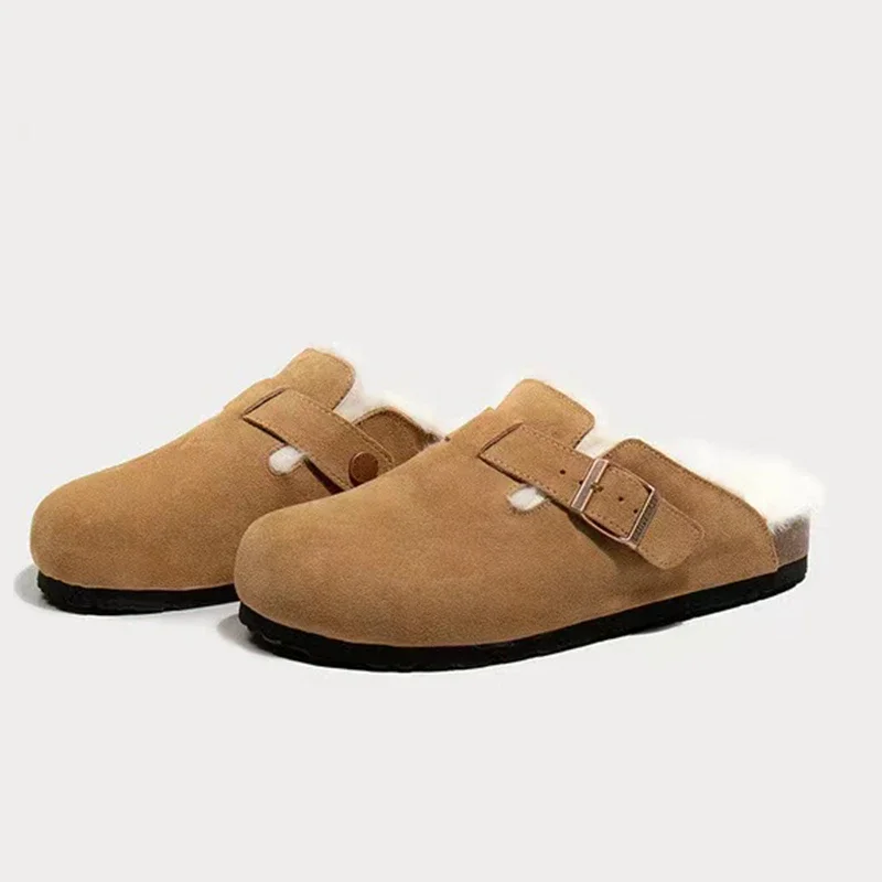

BCEBYL New Winter Casual Fashion Wear-resistant Non-slip Toe Half Drag Buckle Comfortable Warm Elegant Women's Shoes