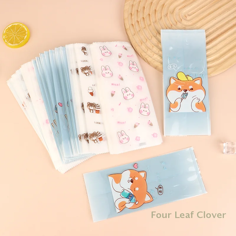 100pcs Food Grade Ice Cream Bags Disposable Plastic Popsicle Protective Cover Storage Cartoon Ice Popsicle Packing Bag DIY