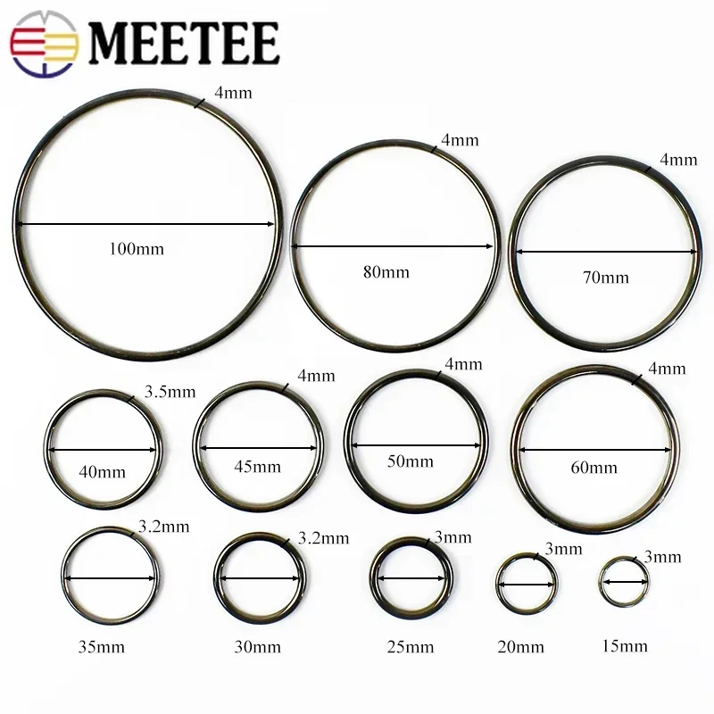 10/20Pcs 15-70mm O Rings Metal Buckles for Bag Belt Buckle Strap Circle Hook Side Hanger Ring Clasp DIY Leather Accessories