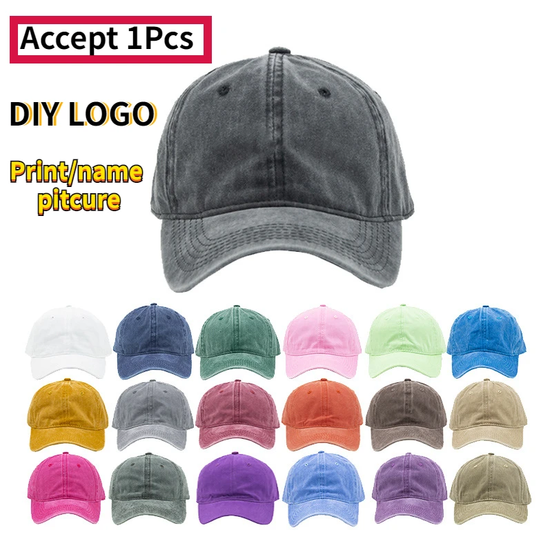 

Custom Logo Washed Cotton Soft Top Baseball Cap Outdoor Retro Denim Men and Women Casual Adjustable Hip Hop Bone Trucker Hat