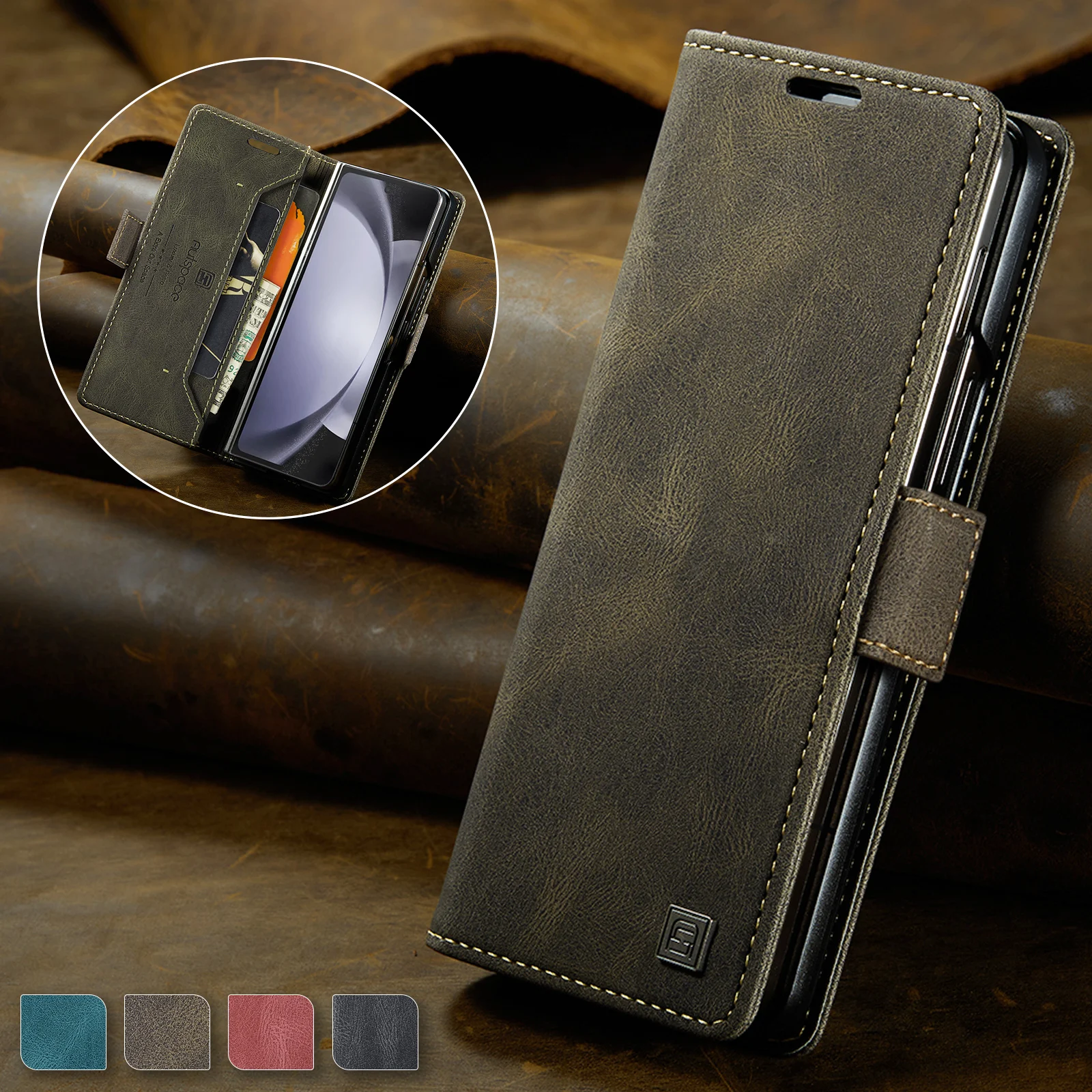 

Деловой кожаный чехол для samsung z fold5, чехол для Samsung Galaxy Z Fold 5 Fold5 Zfold5, функциональный чехол-бумажник для сотового телефона