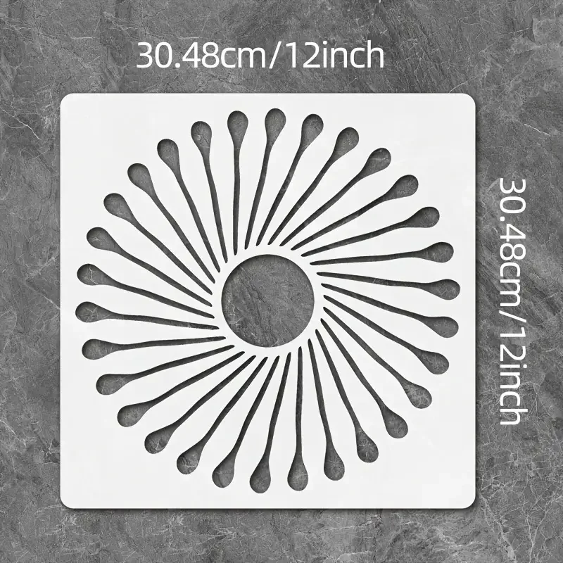 2PCS 11.8x11.8 인치 기하학적 잎 스텐실 꽃잎 타일 패턴 템플릿 DIY 페인팅 벽 바닥 가구 장식 재사용 가능한 드로우