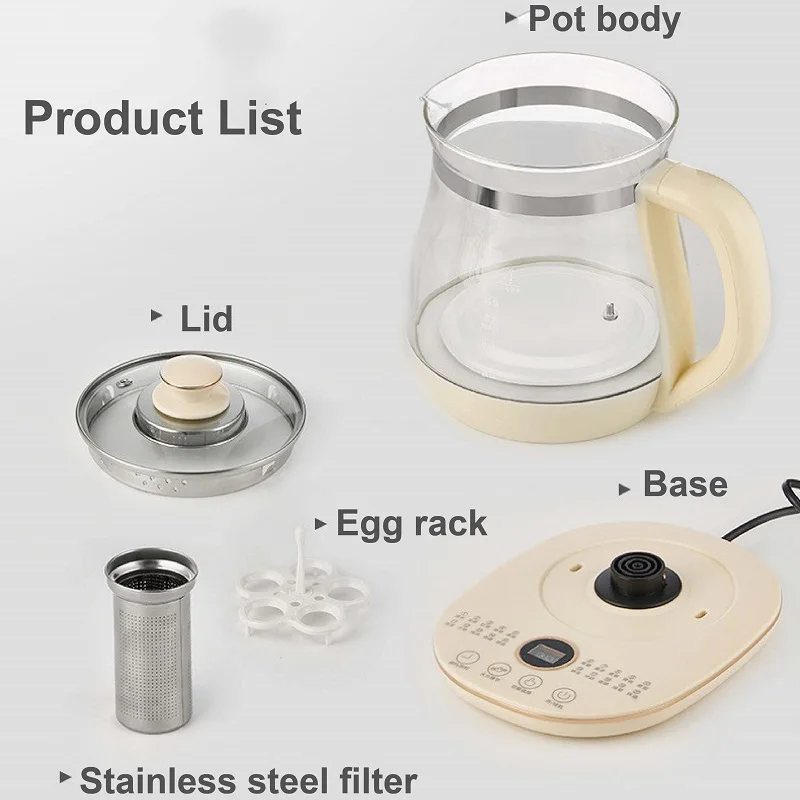 800W Smart Health Pot 1.8L Electric Kettle Multifunctional Office Glass Flower Teapot 24h Reservation Keep Warm Tea Maker 220V 6