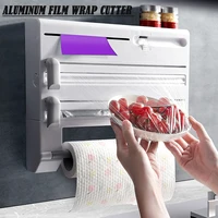 6 In1 Kitchen Wrap Dispenser Foil and Plastic Wrap Organizer with Roll Holder Wall Mounted Film Wrap Dispenser Easy Installation 1