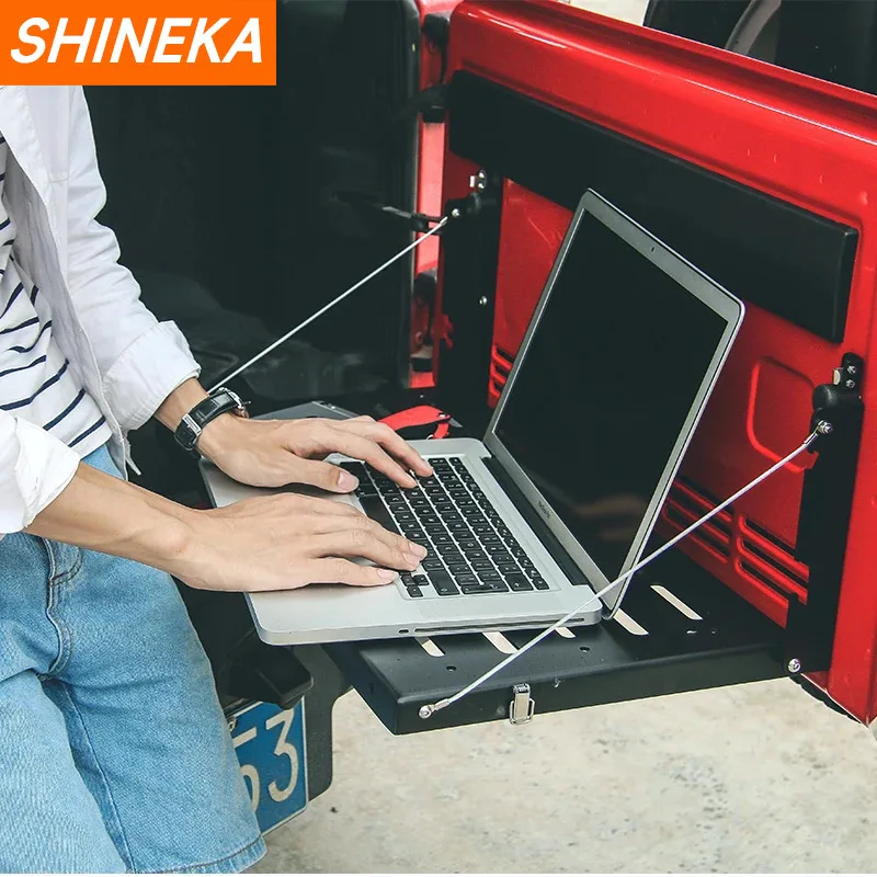 SHINEKA Metal Flexible Tailgate Table Rear Trunk Door Rack Cargo Luggage Holder Carrier Shelf For Jeep Wrangler JK 2007-