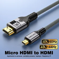 Premium UGOURD 4K Ultra HD Micro HDMI to HDMI Braided Cable with HDR Support - 3 m (4K144Hz)