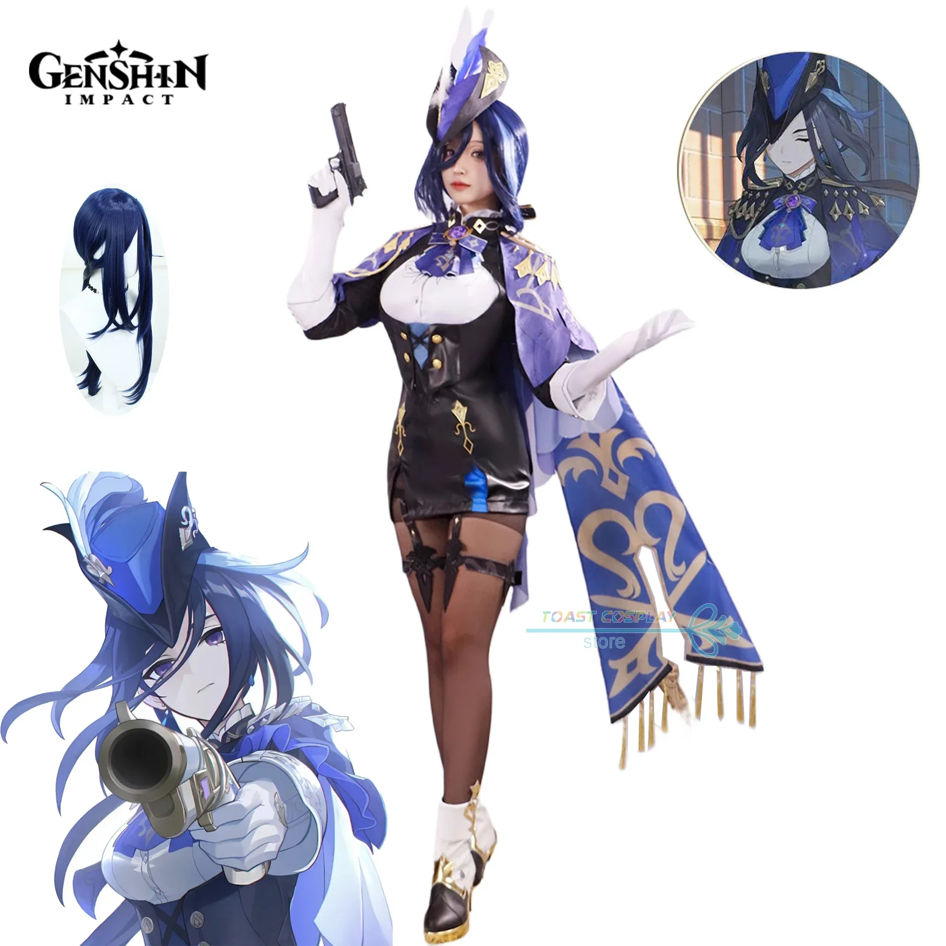 

Clorinde Game Cosplay Genshinimpact Clorinde Cosplay Costume for Carnival Women Sexy Suits Party Costume Wig Shoes Full Set