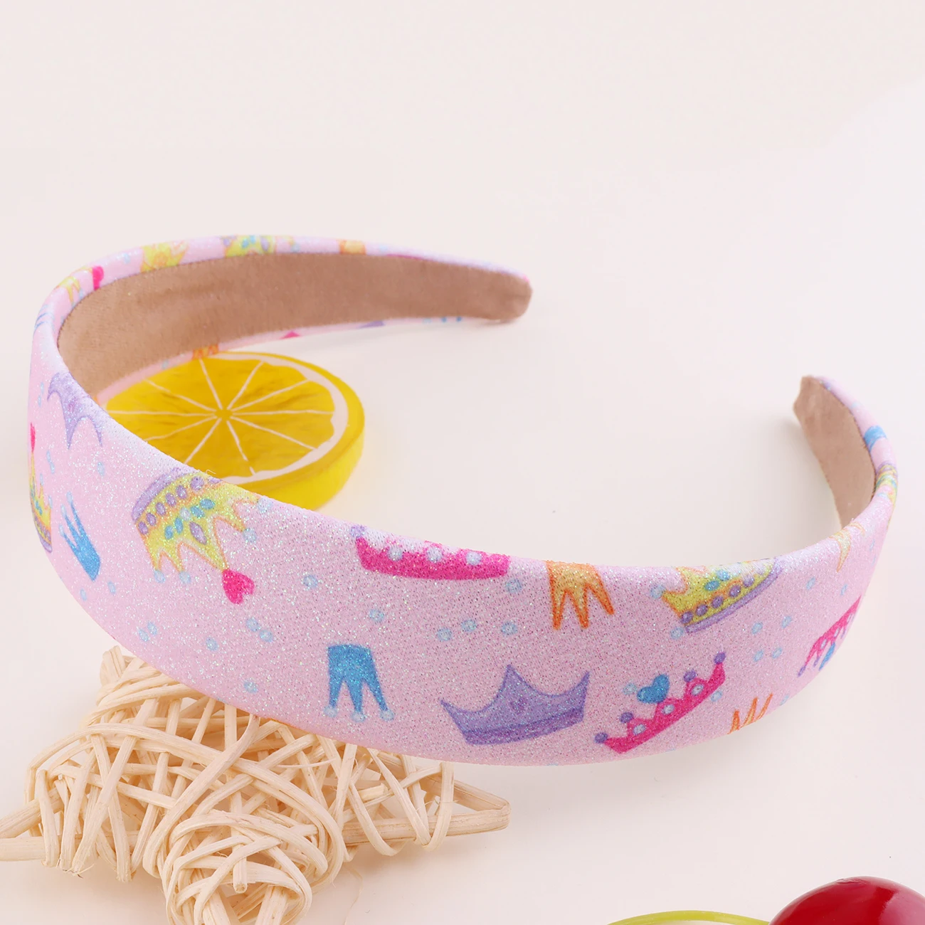 Glitzer-Stirnbänder für Mädchen, Prinzessin, glitzerndes, breites Stirnband für Kinder, niedliches bedrucktes Stirnband für Kinder, dickes glitzerndes Bling-Kinderhaar – Detail 10