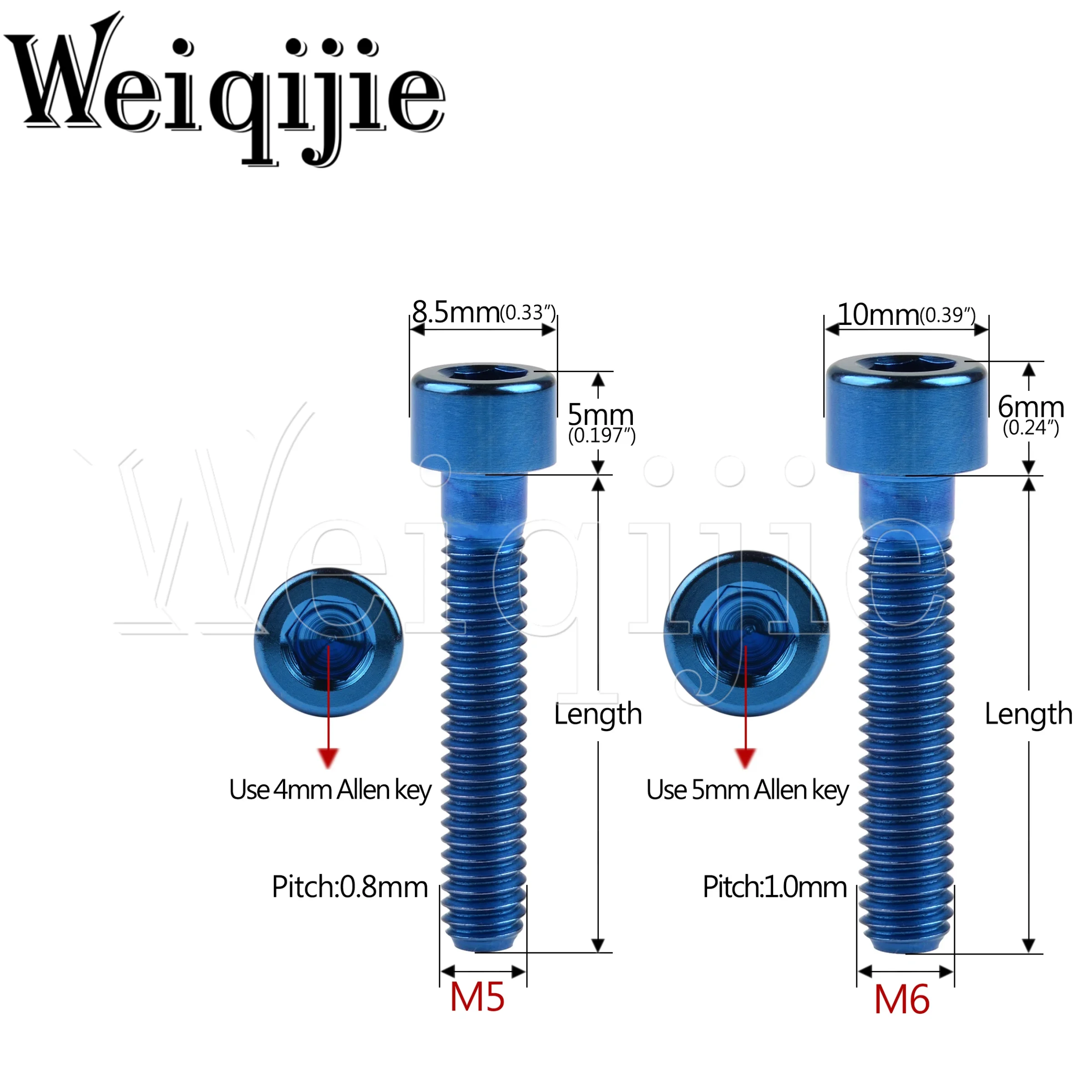Titanium Bolts M5/M6X10/12/15/16/18/20/23/25/30/35/40/45/50/55/60/65mm Seatpost Overhead Brake Allen Key Screw for Bike