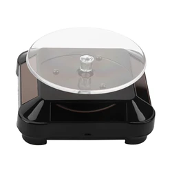 Solar - Powered 360° Rotating Jewelry Display Stand with LED Lighting (Black)