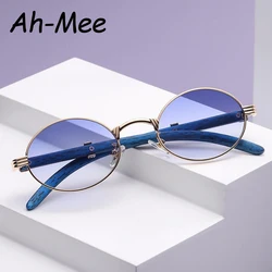 Oval Steampunk Small Sunglasses For Women Men Brand Designer Metal Gradient Blue Punk Sun Glasses Feminino Oculos De Sol