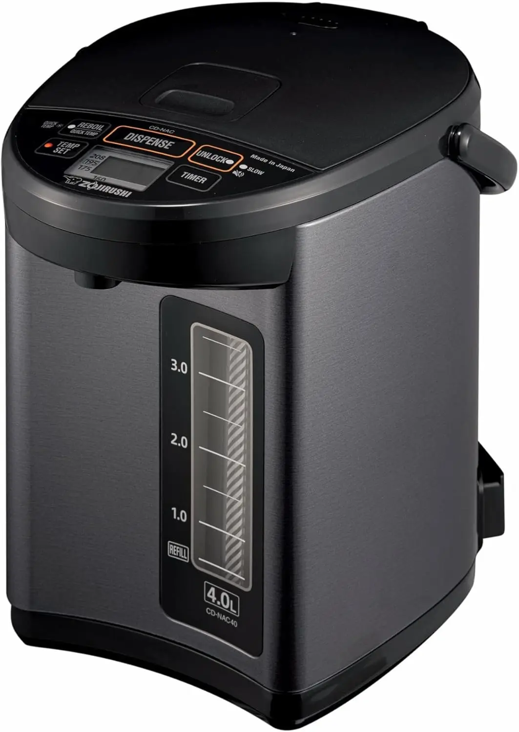 CD-NAC40BM Micom Water Boiler and Warmer (4-Liter, Metallic Black) Easy to Use Optional Quick Temp Mode for 160-deg-F