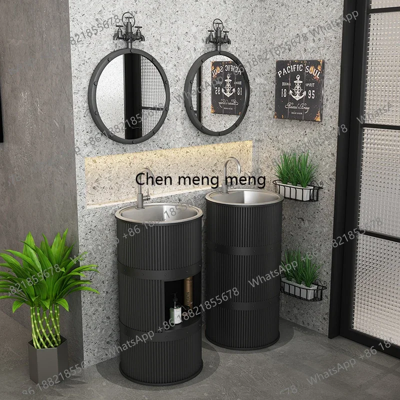 อ่างล้างหน้าเหล็กดัด K153 สไตล์เรโทร อุตสาหกรรม ถังน้ำมัน ดีไซน์สร้างสรรค์ อ่างล้างหน้าห้องน้ำ อ่างล้างหน้าส่วนตัว 1