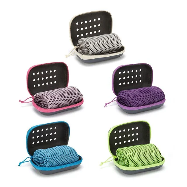 Quick Drying Cooling Towel Soft Breathable Chilly Sweat Absorption Cold Towel with Storage Box Sports Running Yoga Gym Club 3