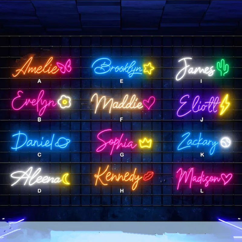 Enseigne Néon Personnalisable LED - Décoration Murale Nom Ou Logo - Pour Chambre, Bar, Mariage