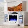 58” Fireplace TV Stand, TV Table for TVs up to 65 Inch, Entertainment Center with 23" Electric Fireplace, Glass Doors 1