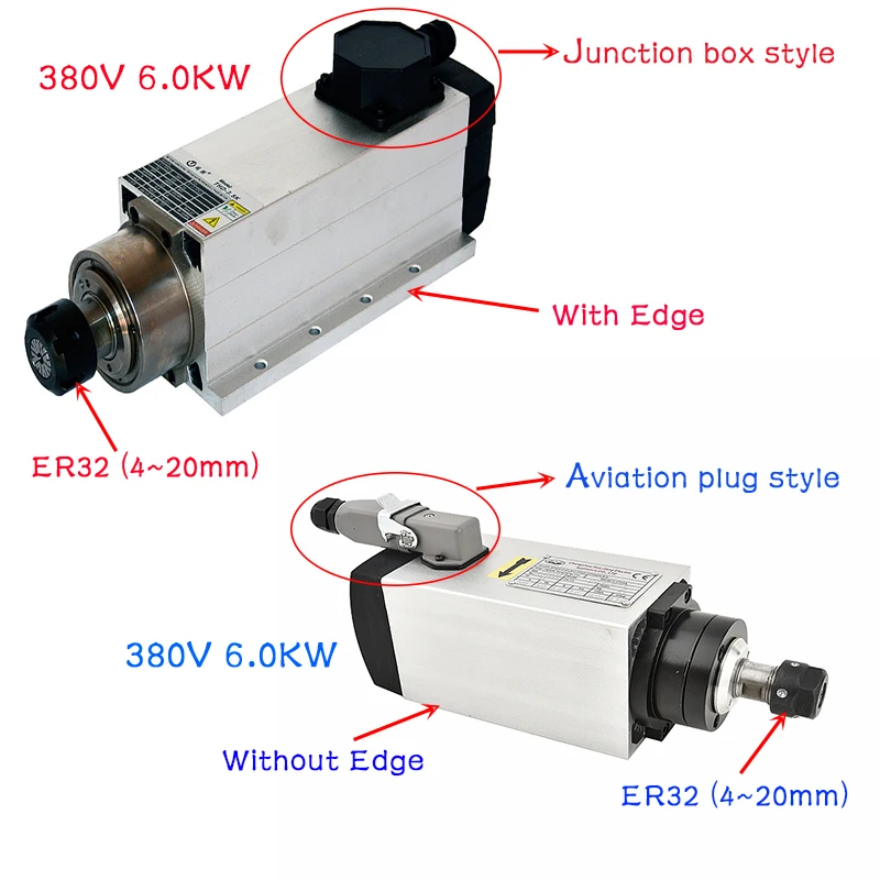 

CNC Air Cooled 380V Spindle Motor 6.0KW Router Tools For Milling machine with Plug/Cable Box Version For DIY cnc machine tool