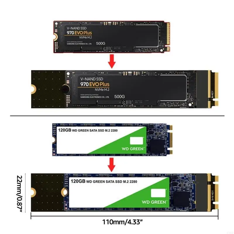 C90F M-키 PCI-E NVME/M.2 B-키 노트북 SSD 디스크 보호 어댑터 C용