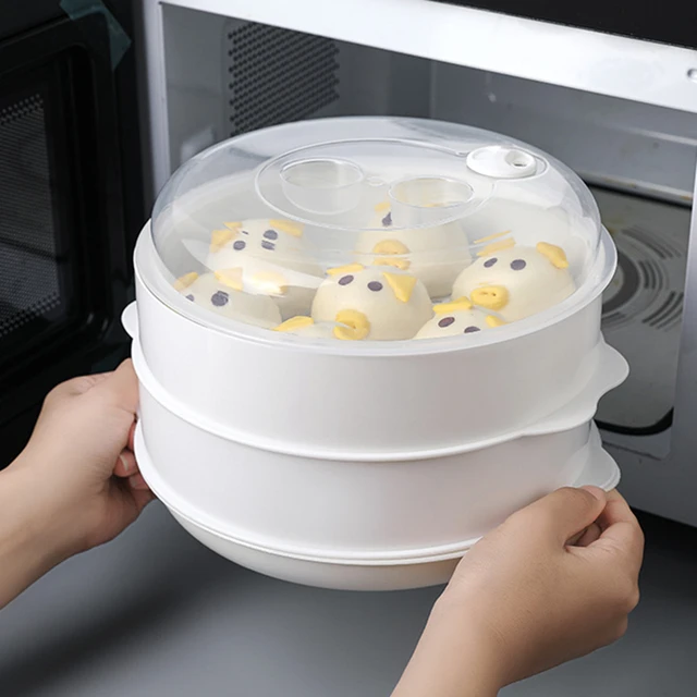 Piroscafo tondo multistrato per forno a microonde per gnocchi vassoio per  alimenti in plastica fornello per riso griglia per cottura a vapore  accessori da cucina - AliExpress