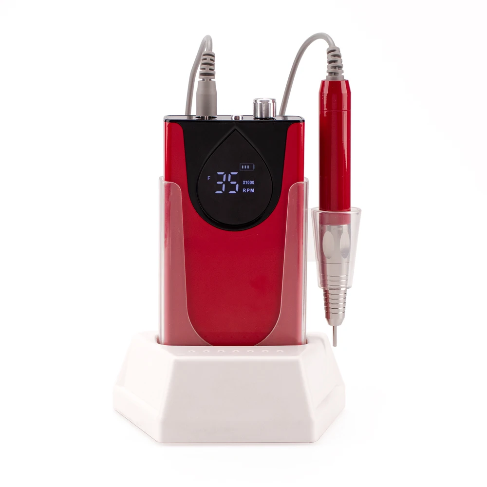 35K Brushless Portable Desktop Base Cordless Nail Drill Machine 35000RPM Rechargeable Manicure Electric Nail File Aluminum Alloy 3