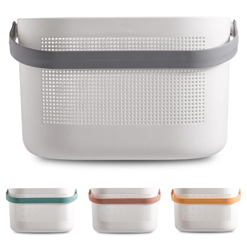 

Горячая новинка, корзина для ванны с плотным отверстием и ручкой, корзина для хранения фруктов и овощей, корзина для хранения туалетных принадлежностей