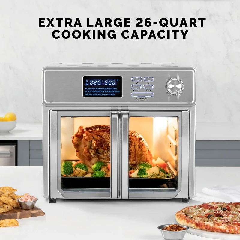 Digital Air Fryer Oven,26 Quart,10-in-1Countertop Toaster Oven Air Fryer Combo-21Presets Up To 500degrees,Includes 9Accessories 3