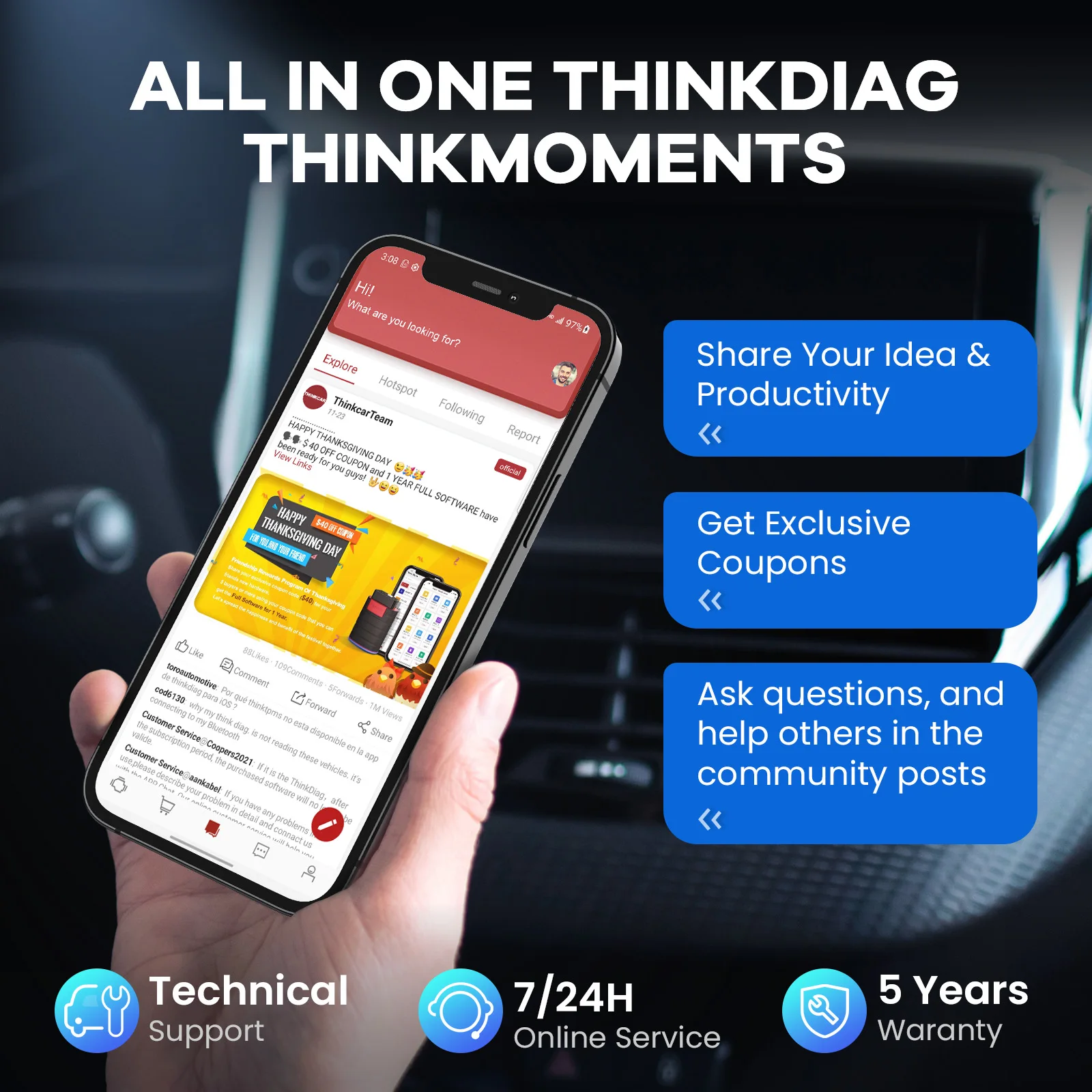 THINKCAR Thinkdiag mini OBD2 Scanner Auto Full Obd 2 Function Diagnostic Tool Bluetooth IOS Android Car Diagnost Code Reader automotive diagnostic scanner