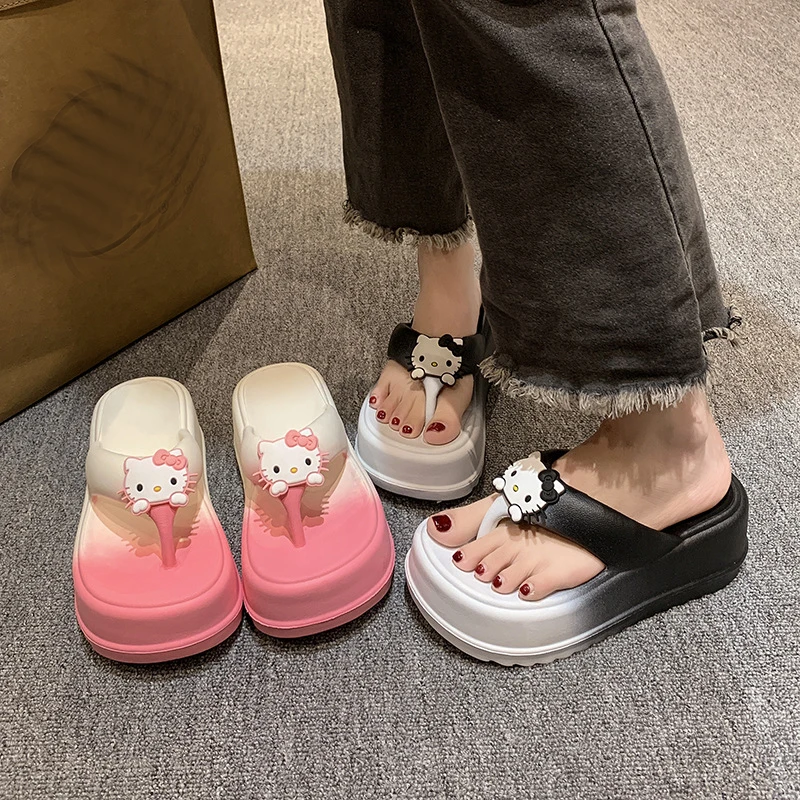 

Summer Cute EVA Hello Kitty Height Increase Platform Women Slippers Anti-Slip Home Shoes Ins Trend Travel Outdoor Beach Sandal