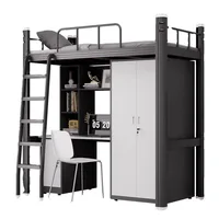 Lit supérieur Table inférieure lit combiné dortoir universitaire lit surélevé petit appartement ménage lit en fer forgé lit d'appartement 5