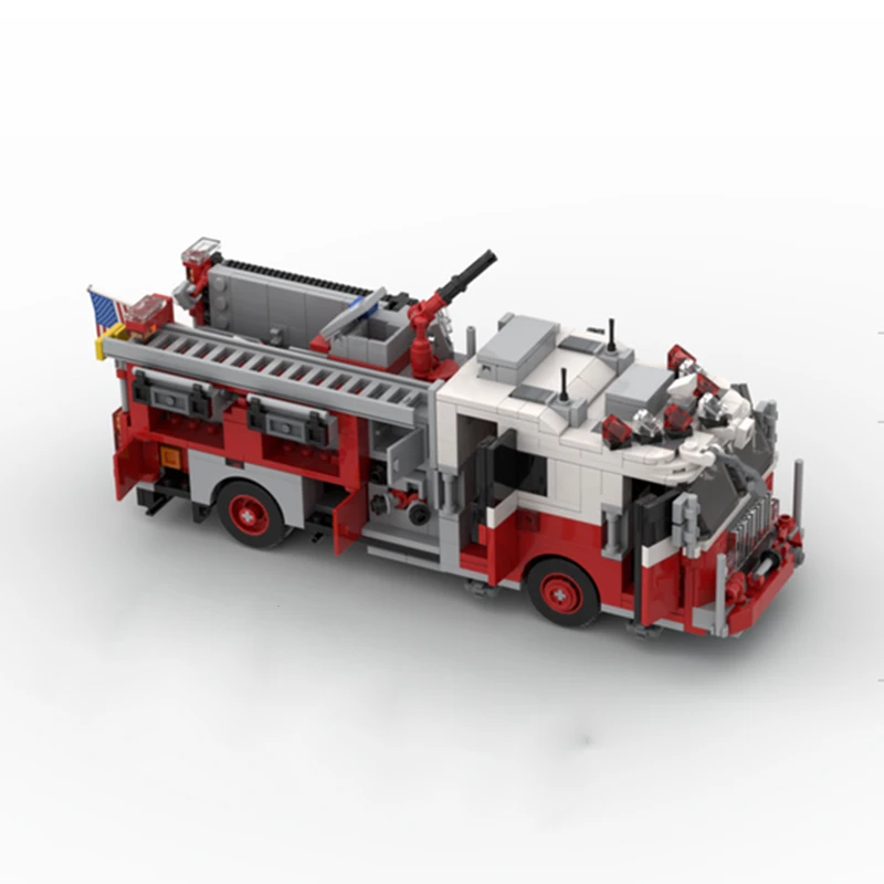 Moc nový york oheň brigáda motor 34 modelka  budova bloků auto série technologie cihly DIY spojování hraček pro děti dar