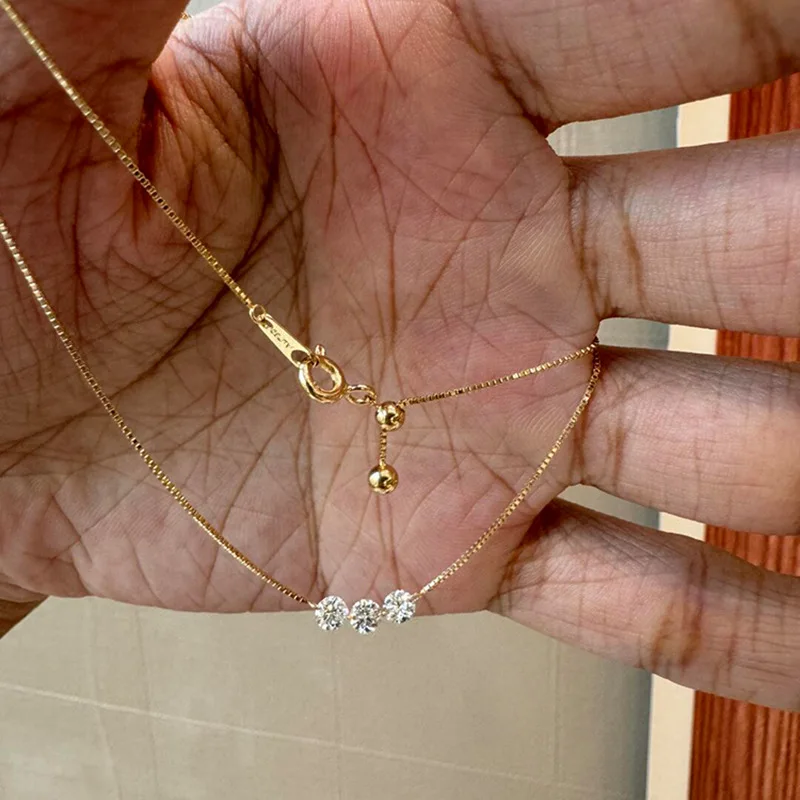 ANENJERY ثلاثة الزركون رقيقة قلادة للنساء بسيطة سل...