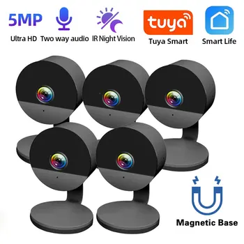 Wireless 5MP Tuya Magnetic Camera Human Detection CCTV Video Surveillance Camera Home Smart Life Wifi Security Baby Monitor Cam 1