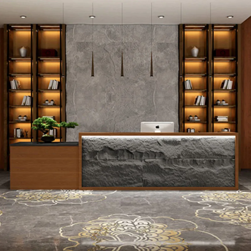 Reception Bank Home Counter Elegant Office Desk Tempered Glass Restaurant Front Table Professional Aesthetic Modern Furniture