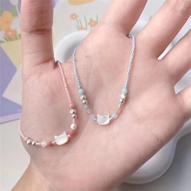 97857-bfe4a3.png Bracelet chat mignon fait à la main pour Couples, 2 pièces, corde à main Unique et élégante pour femmes et hommes, tissé en perles, bijoux de poignet, cadeaux