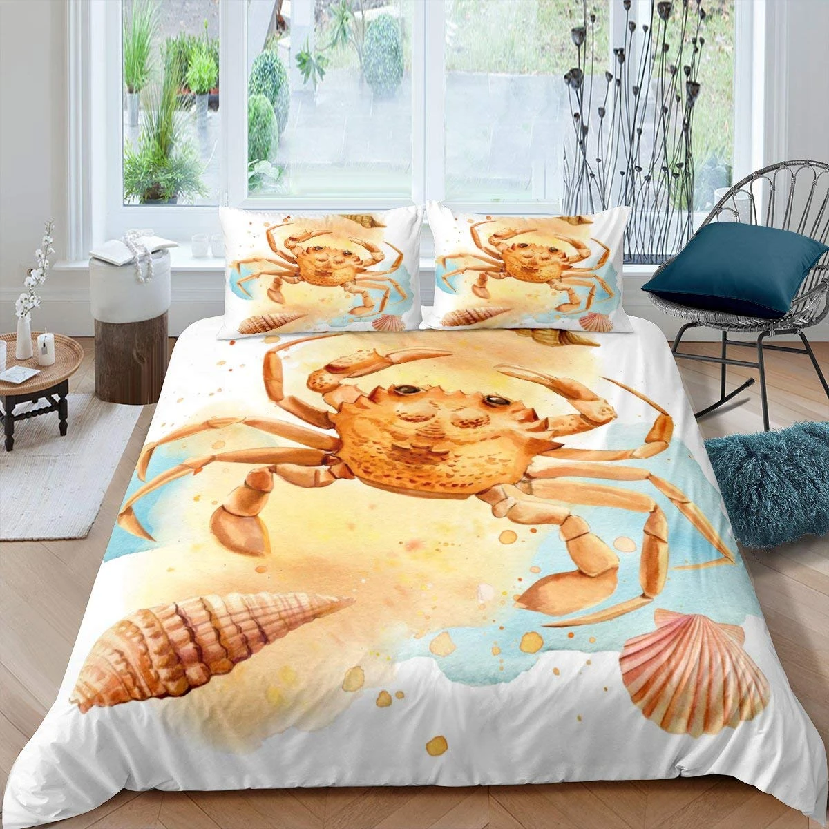 Crab Duvet Cover King Queen Cartoon Ocean Animal Bedding Set for Kids Teens  Adults Sea Wildlife 2/3pcs Polyester Quilt Cover| | - AliExpress