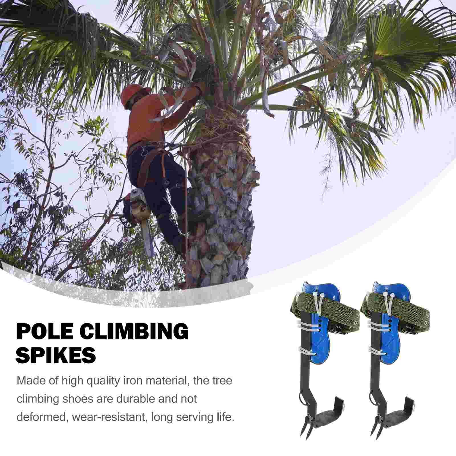 1Set Durable Iron Climbing Shoes Tree Spikes Practical Tool Aid Pole Climbing Spike Shoes Blind Stand Hunting Arborist Tree