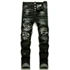 Mens Street Fashion Slim Fit Ripped Black Jeans  Quality Men Luxury Brand Blue Denim Pants Men Stretch Skinny Jeans Size 44-54 1