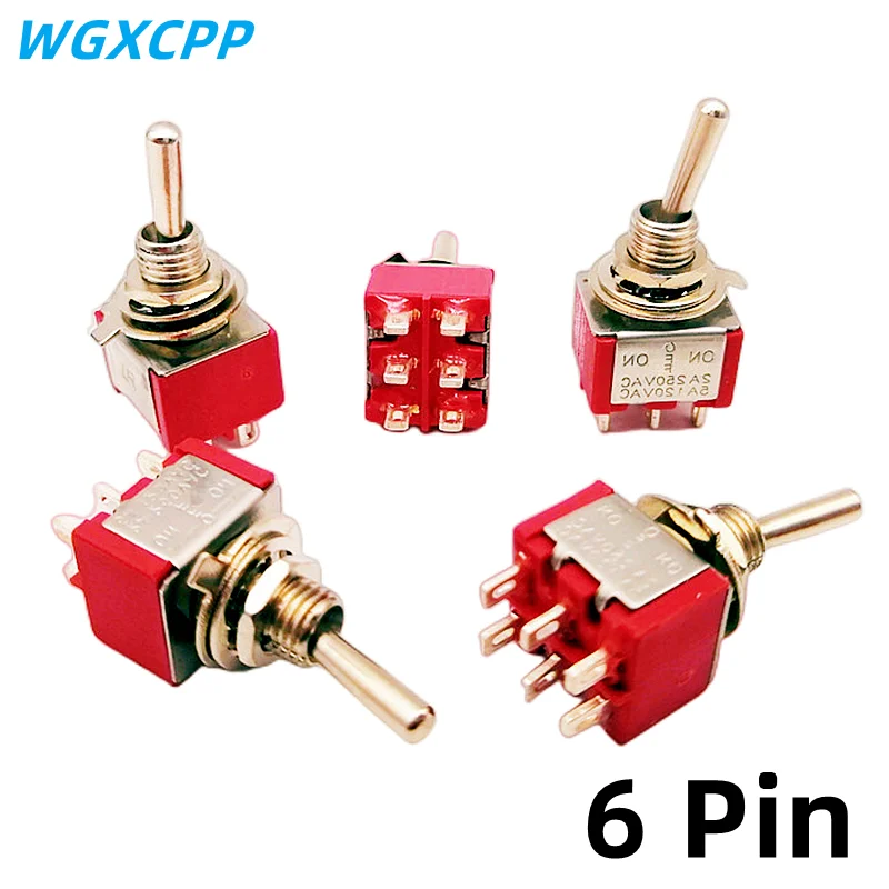 5/10 PCS,MTS 202/203 Toggle Switch,6MM,Red,6Pin,Rocker Switches,2A/250V