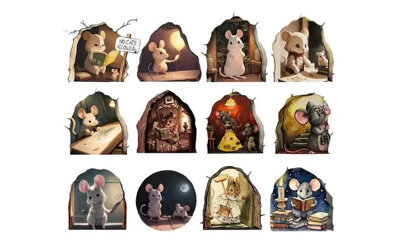 

Реалистичная Настенная Наклейка с отверстием для мыши, съемная Водонепроницаемая забавная наклейка, домашняя декоративная 3d мышь, Настенная Наклейка для дома