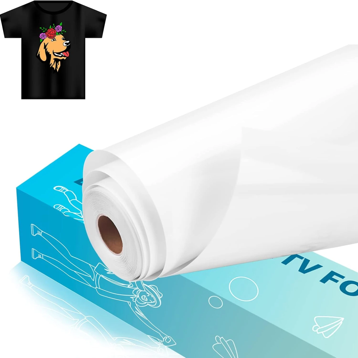 12" x 20FT/10FT/8FT Sublimationsmattes Vinyl für dunkle Stoffe, Wärmeübertragungsfolie für Hemden, Taschen, Hüte und Kissen