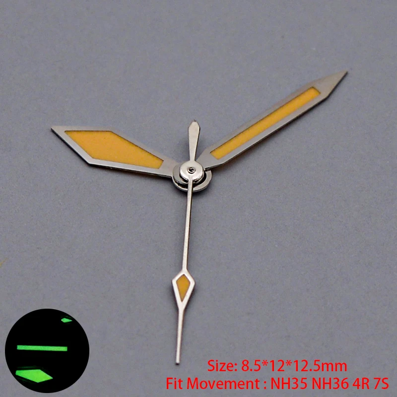 

Nh35 Gold Hands Green Luminous Watch Pointer Fit NH36 NH35 4R35 4R36 7S Movement Seiko SKX007 SKX009 SRPD Watch Case Parts