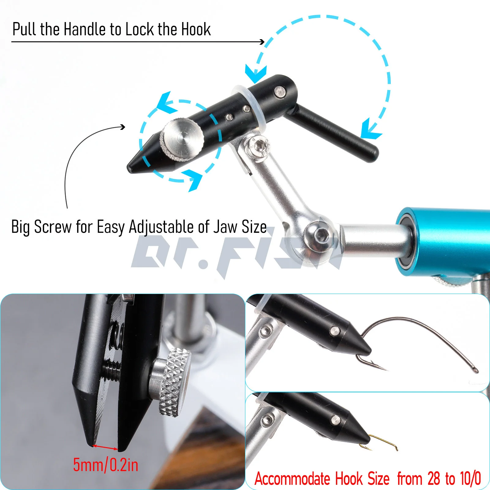 360 Degree Rotary Fly Tying Vise Stainless Steel Aluminum C-Clamp Mount  40Cr Hard Jaws Fishing Flies Tying Tool Material