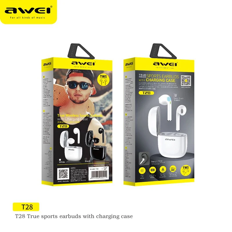 Awei T28 Bluetooth 5.1 Fones de Ouvido Fones de Ouvido sem Fio Fones de Ouvido com Microfone Esportes Headconjunto para Iphone Hauwei Xiaomi - Image 3