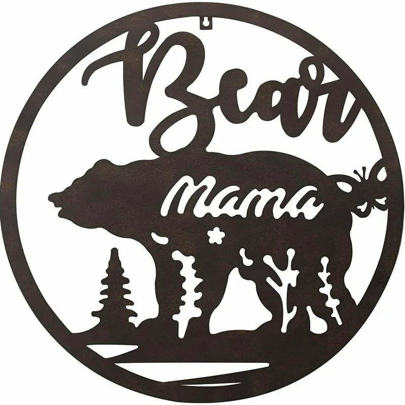 

Metal Mama Bear Wall Art Decor in Forest Wall Decoration Hanging for Living Room Large For Home Room And Wall Dector Metal Art