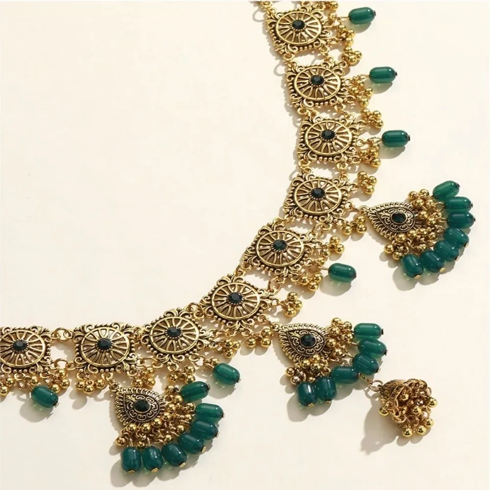 Vintage Bohemian Belly Chain Bell Pendant Handmade Waist Chain Resin Beads Chain Women