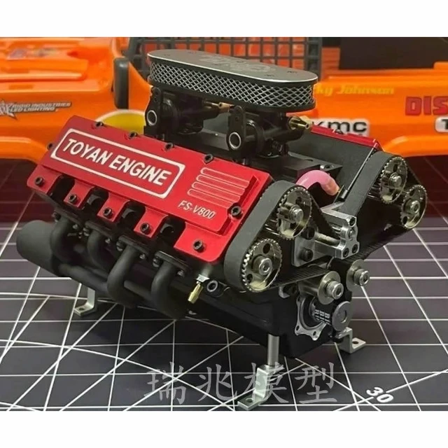 Toyan V800 Gasoline Engine Model Finished Products Modified V8 Methanol  Engine Model Metal Toy Gift - Railed/motor/cars/bicycles - AliExpress