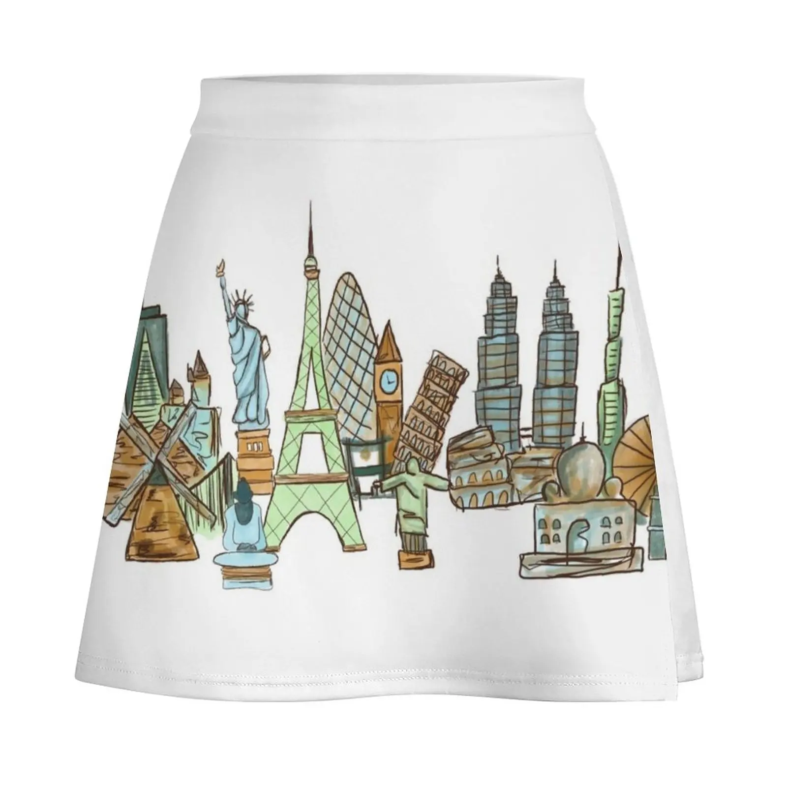 World Landmarks Mini Skirt Female dress korean style clothes women's golf wear summer kpop